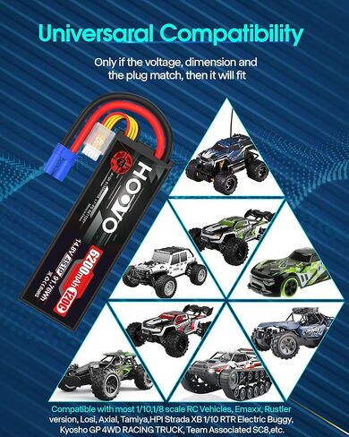 HOOVO 4S Lipo Battery 14.8V 6200mAh 120C RC Battery EC5 Plug Hard Case for RC Car Truck Buggy RC Quadcopter Helicopter Airplane Racing FPV UAV Drone (2 Pack) in Saudi Arabia