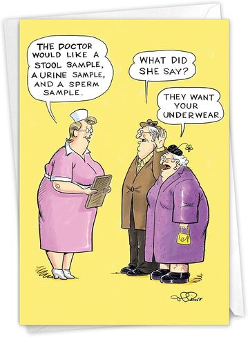 NobleWorks Funny Birthday Paper Card with 5 x 7 Inch Envelope (1 Card) Bday Want Underwear Collins Birthday Cartoon 4760Z in Saudi Arabia