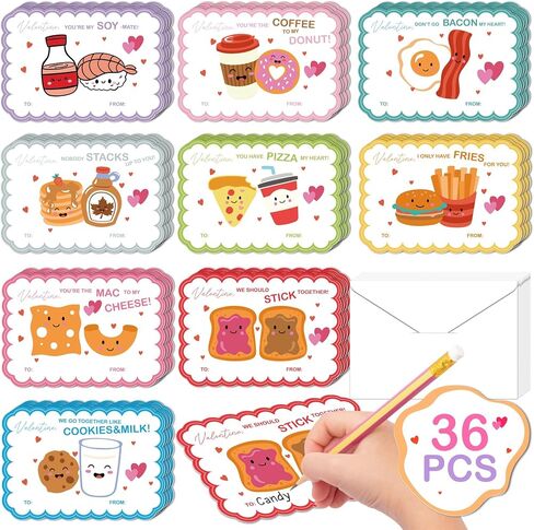 Cute Valentines Cards for Kids Classroom - 36 Pack Animals Axolotl Unicorn Valentines Day Cards for Kids School with Envelopes in Saudi Arabia