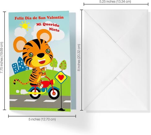 Single Valentine’s Day Card For Grandson | Cool Dragon With Blank Image For Coloring | Your Purchase Helps Animals In Need | 5"x7.5" | Vday Card with Envelope | Made in USA | Female in Kuwait