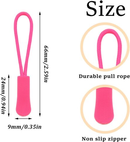 Ceeysee 50 قطع السوستة يسحب استبدال 66 مم zipper tab علامات zips سحب مساعد سلك المساعد مثبت للأمتعة ، حقيبة ، السترات (LLS/وردي داكن) in Kuwait
