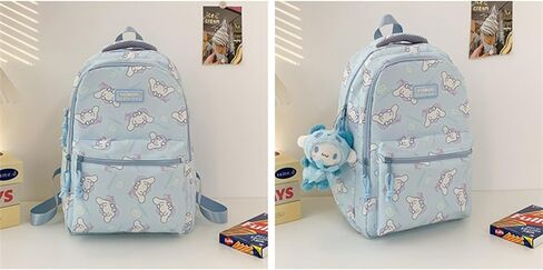Roffatide Cartoon Cinnamoroll All Over Print Casual Backpack Laptop Backpack Travel Hiking Rucksack Daypack Blue in Saudi Arabia