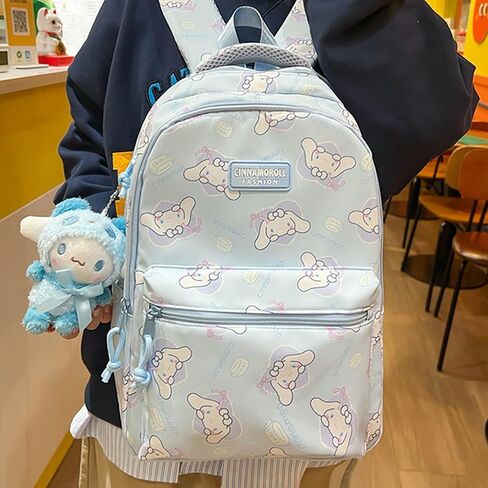 Roffatide Cartoon Cinnamoroll All Over Print Casual Backpack Laptop Backpack Travel Hiking Rucksack Daypack Blue in Saudi Arabia