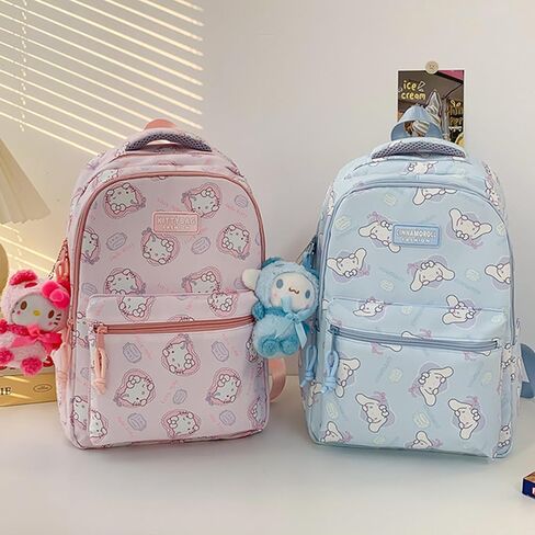 Roffatide Cartoon Cinnamoroll All Over Print Casual Backpack Laptop Backpack Travel Hiking Rucksack Daypack Blue in Saudi Arabia