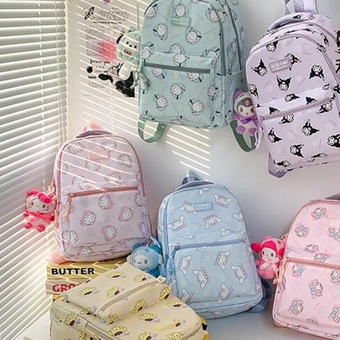 Roffatide Cartoon Cinnamoroll All Over Print Casual Backpack Laptop Backpack Travel Hiking Rucksack Daypack Blue in Saudi Arabia