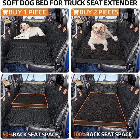 Dog Bed for Back Seat Extender for Truck,Truck Dog Seat Cover Back Seat Waterproof Large Dog Bed,Washable Truck Dog Bed for Dog Hammock,Orthopedic Dog Bed (Black, for Full Size Truck) in Kuwait
