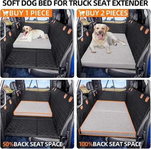 Dog Bed for Back Seat Extender for Truck,Truck Dog Seat Cover Back Seat Waterproof Large Dog Bed,Washable Truck Dog Bed for Dog Hammock,Orthopedic Dog Bed (Black, for Full Size Truck) in Kuwait