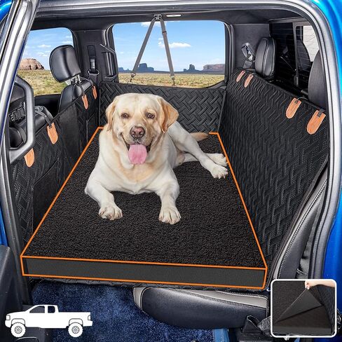Dog Bed for Back Seat Extender for Truck,Truck Dog Seat Cover Back Seat Waterproof Large Dog Bed,Washable Truck Dog Bed for Dog Hammock,Orthopedic Dog Bed (Black, for Full Size Truck) in Kuwait