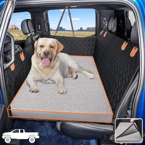 Dog Bed for Back Seat Extender for Truck,Truck Dog Seat Cover Back Seat Waterproof Large Dog Bed,Washable Truck Dog Bed for Dog Hammock,Orthopedic Dog Bed (Black, for Full Size Truck) in Kuwait