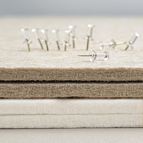 Bulletin Board, 35 x 17 1/2 inches Felt Board - Decorative Pin Board, Cork Board Alternative for Wall, Foldable Picture Board Self-Adhesive Vision Board Prayer Board with 20 Pushpins - Oatmeal in Kuwait