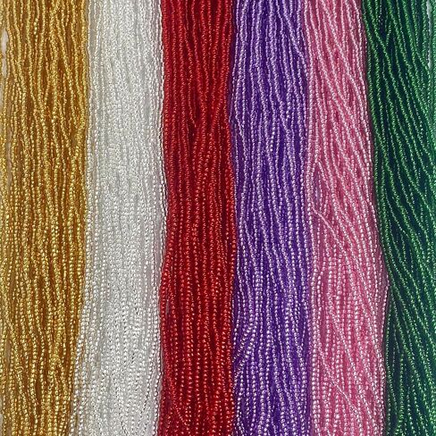 Czech 11/0 Glass Seed Beads, Silver Lined - 12 String Hanks, Multi Colors (Silver) in Kuwait