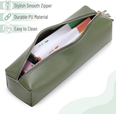 Mr. Pen- PU Leather Pencil Case, Boho Style, Pencil Case Small Pencil Pouch Aesthetic, Cute Pencil Case Aesthetic, Leather Pencil Pouch Small Pencil Case, Slim Pencil Pouch, Pencil Case Leather in Saudi Arabia