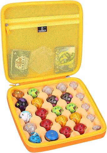 Toy Organizer Storage Case Compatible for Bakugan Figures, BakuCores, Armored Alliance, Geogan Rising, Mini Toys Holder Bakugons Box for 25pcs with Accessories Mesh Pocket (Box Only, Orange) in Kuwait