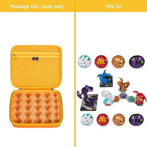 Toy Organizer Storage Case Compatible for Bakugan Figures, BakuCores, Armored Alliance, Geogan Rising, Mini Toys Holder Bakugons Box for 25pcs with Accessories Mesh Pocket (Box Only, Orange) in Kuwait