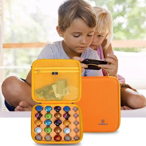 Toy Organizer Storage Case Compatible for Bakugan Figures, BakuCores, Armored Alliance, Geogan Rising, Mini Toys Holder Bakugons Box for 25pcs with Accessories Mesh Pocket (Box Only, Orange) in Kuwait