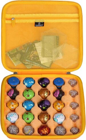 Toy Organizer Storage Case Compatible for Bakugan Figures, BakuCores, Armored Alliance, Geogan Rising, Mini Toys Holder Bakugons Box for 25pcs with Accessories Mesh Pocket (Box Only, Orange) in Kuwait