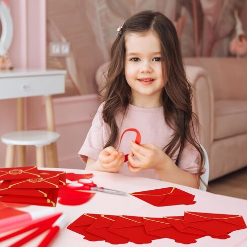 50Pcs Valentine's Day Red Mini Gift Card Envelopes Bulk Greeting Card Holders with Gold Border Invitation Sleeves for Mailing Sending Cards, 2.8 x 3.9 Inch in Saudi Arabia