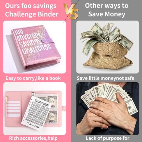 100 Envelopes Money Saving Challenge A5 Challenge Tracker to Save $5,050, Budget Binder Savings Challenge Book (Pink) in Saudi Arabia