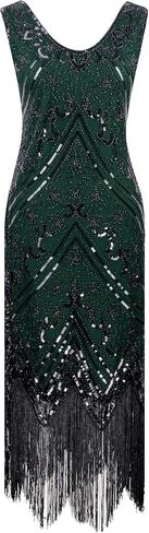 1920s Inspired Fringe Gatsby Flapper Midi Party Dress with Accessories Set in Saudi Arabia