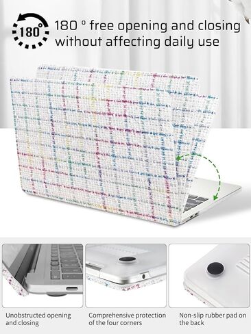 Compatible with MacBook Air 13 Inch Case2022 2021 2020 2019 2018 Release A1932 A2179 M1 A2337 Touch ID,Elegant Fragrant Style Leather Plastic Hard Shell Case＋Transparent Keyboard Cover,Pink in Kuwait