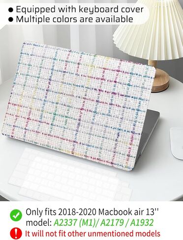 Compatible with MacBook Air 13 Inch Case2022 2021 2020 2019 2018 Release A1932 A2179 M1 A2337 Touch ID,Elegant Fragrant Style Leather Plastic Hard Shell Case＋Transparent Keyboard Cover,Pink in Kuwait