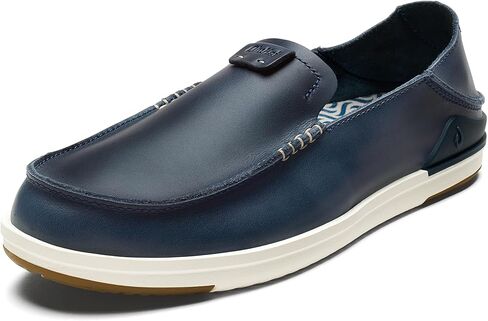 OLUKAI Kakaha Men's Slip-On Shoes, Full-Grain Leather Sneakers, Gel Insert for Comfort & Support, Comfort Fit & Wet Grip Rubber, Fox/Fox, 14 in Saudi Arabia