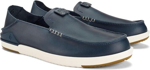 OLUKAI Kakaha Men's Slip-On Shoes, Full-Grain Leather Sneakers, Gel Insert for Comfort & Support, Comfort Fit & Wet Grip Rubber, Fox/Fox, 14 in Saudi Arabia