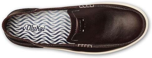 OLUKAI Kakaha Men's Slip-On Shoes, Full-Grain Leather Sneakers, Gel Insert for Comfort & Support, Comfort Fit & Wet Grip Rubber, Fox/Fox, 14 in Saudi Arabia