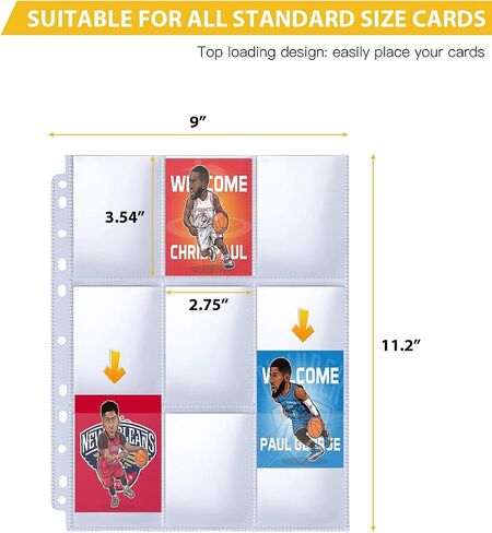 9 Pocket Page Protector ، 200 Pack Trading Card Sleeve ، أوراق بطاقات البيسبول لثلاثة رنين ، من أجل Skylanders ، MTG ، القسيمة ، بطاقات اللعبة ، بطاقات التداول ، بطاقات كرة القدم in Kuwait