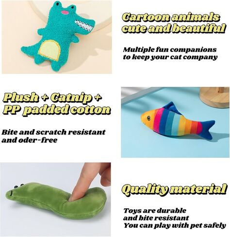 6-Pack Cat Toys - Natural Catnip Plush Toys for Indoor Cats, Bite-Resistant Shapes (Alpaca/Fish) with Kicker & Chew Set - Boredom Relief, Soft and Durable in Saudi Arabia