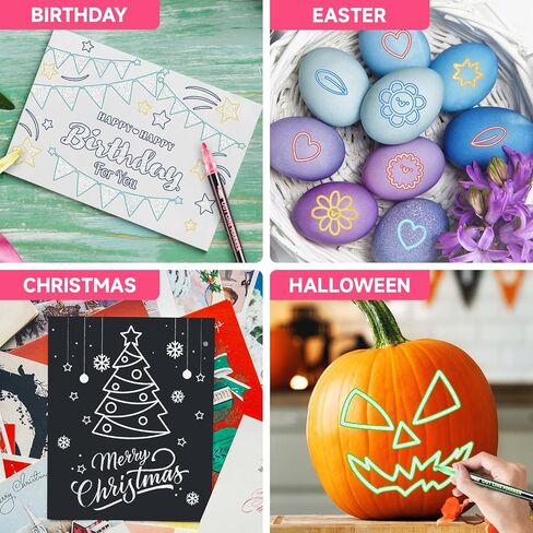 Shimmer Markers Outline Pens, Easter Basket Stuffers for Teens, Gifts for Teens Girl Stuff, 12 Colors Glitter Markers for Drawing, Art Supplies, Arts and Crafts, Gifts for 4-12 Year Old Girls in Kuwait