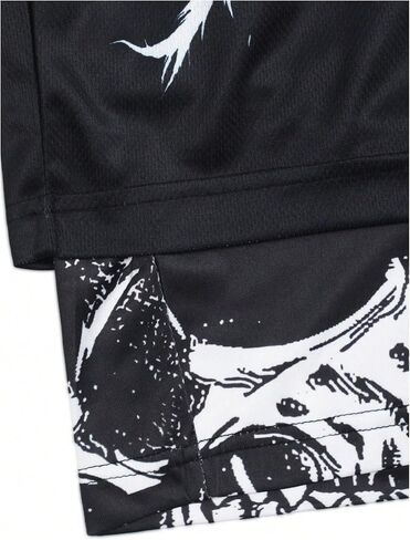 WDIRARA Men's 2 In1 Goth Graphic Print Drawstring Elastic Waist Shorts Athletic Shorts in Kuwait