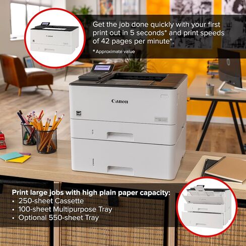 Canon imageCLASS LBP246dw - Monochrome Duplex, Wireless Laser Printer, Single Function, Mobile Ready, with 1 Year Limited Warranty, 42 PPM, White in Saudi Arabia
