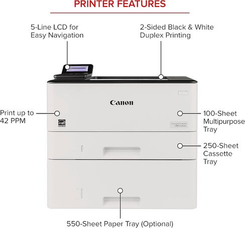 Canon imageCLASS LBP246dw - Monochrome Duplex, Wireless Laser Printer, Single Function, Mobile Ready, with 1 Year Limited Warranty, 42 PPM, White in Saudi Arabia