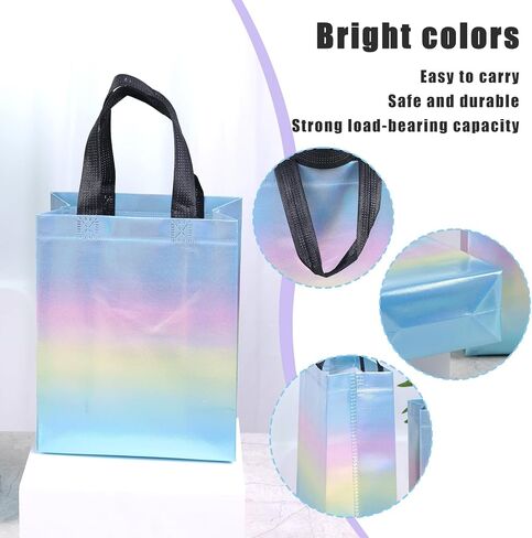 VGOODALL 15PCS Iridescent Gift Bags with Handles, 8"x4"x10" Reusable Party Favor Bags Bulk for Birthdays, Weddings, Goodie Treats in Kuwait