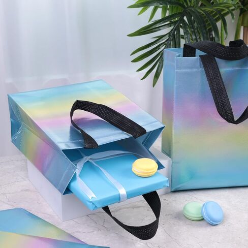 VGOODALL 15PCS Iridescent Gift Bags with Handles, 8"x4"x10" Reusable Party Favor Bags Bulk for Birthdays, Weddings, Goodie Treats in Kuwait