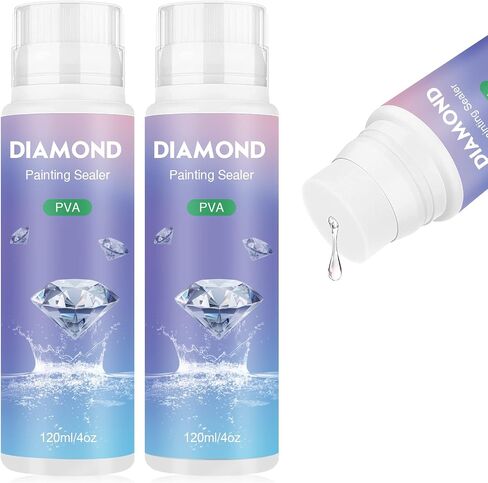 NAIMOER 2Pack Diamond Art Sealer 240ML, Diamond Art Sealer with Sponge Head, 5D Diamond Art Glue Accessories Conserver Permanent Hold Shine Effect Sealer for Diamond Art & Puzzle Glue in Saudi Arabia