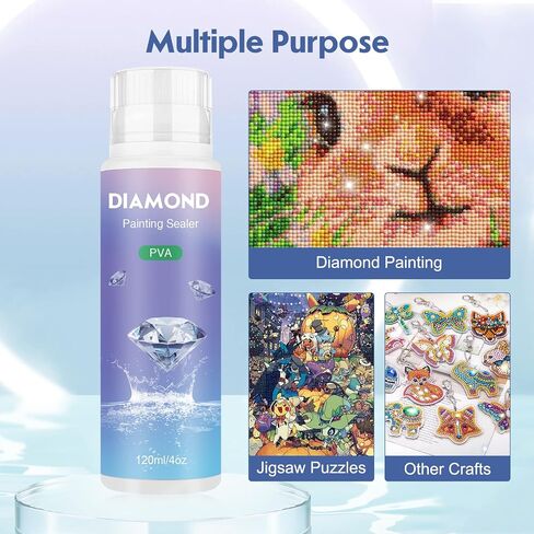 NAIMOER 2Pack Diamond Art Sealer 240ML, Diamond Art Sealer with Sponge Head, 5D Diamond Art Glue Accessories Conserver Permanent Hold Shine Effect Sealer for Diamond Art & Puzzle Glue in Saudi Arabia
