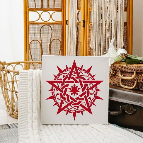 MAYJOYDIY Magic Star Witchcraft Stencil 11.8×11.8inch Pentagram Divination Stencil with Paint Brush Mystical Astrolabe Drawing Template for Painting on Wood DIY Crafts Wall Canvas in Saudi Arabia