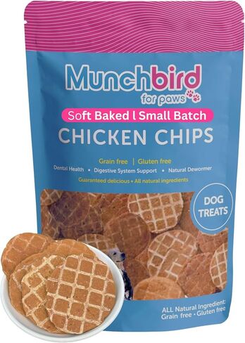 Chicken Waffle Chips Dehydrated Lean Treats for Dogs (3.5 OZ, Crunchy Chicken Chips), Great for picky Eaters, Easy to Break up into Smaller Pieces as Food Topper or Training Treats in Kuwait