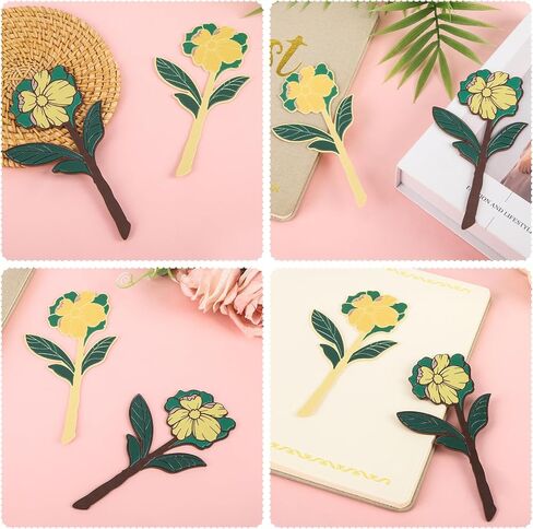 مرجعية زهرة جلدية - مع علامة صفحة جلدية مع شكل أزهار فريدة من نوعها ، هدايا قراءة مثالية لمحبي الكتب والقراء والرجال والنساء ، مرجعية متينة وأنيقة (أ) in Kuwait