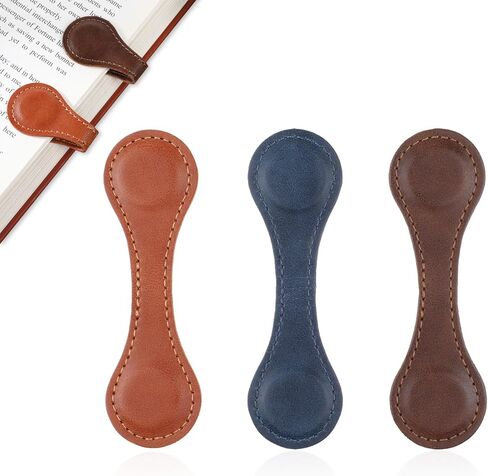 3 Pcs Leather Magnet Bookmark Retro Book Marker Clip Vintage Book Page Markup Holder Handmade Reading Accessories Gift for Christmas Women Men Bookworm Book Lovers Reader Writer in Saudi Arabia