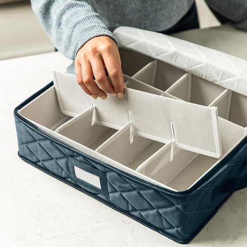 Teemto China Storage Containers Quilted. 7PC Dishes Storage Kit with 48 Cut-to-Size Felt Inners. Fine China, Plate Platter, Glass and Dish, Crystal Stemware, Moving Supplies in Saudi Arabia