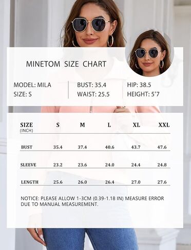 Minetom Women's Long Sleeve Tops Quarter Zip Pullover Collared Shirts Fall Clothes in Kuwait