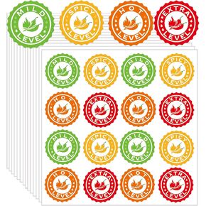4 Level Spicy Indicator Stickers 400Pcs Chili Pepper Stickers Hot Stickers Spiciness Indicator Stickers Spicy Warning Caution Sticker Food Warning Spicy Labels for Restaurants Kitchen Food Packaging
