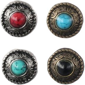 diyhub 50Pcs Metal Eye Decorative Buckle Retro Imitation Turquoise Big Eye Carving Concho Buttons for DIY Leather Goods Accessories