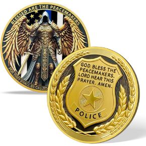 Saint Michael Police Prayer Coin Patron Saint of Police Officers Police Law Enforcement Challenge Coin (Police Graveyard, 1)