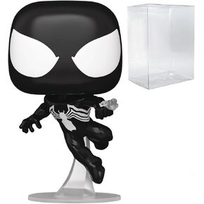 POP Marvel: Spider-Man Comics - Symbiote Spider-Man (Black Costume) Funko Vinyl Figure (Bundled with Compatible Box Protector Case), Multicolored, 3.75 inches