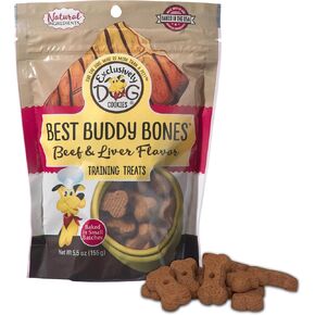 Exclusively Dog Cookies Best Buddy Bones Peanut Butter Flavor Training Treats, Natural and Made in The USA, 5.5 oz