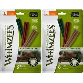 Whimzees 2 Pack of Stix Grain-Free Dental Dog Treats, 7 Large Chews Each